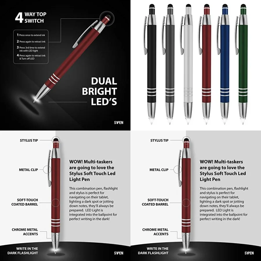 

3 in 1 Multi-Function Soft Touch Pen with Light for Pilots Nurses Doctors and Medical Professionals: LED Night Writer Flashligh
