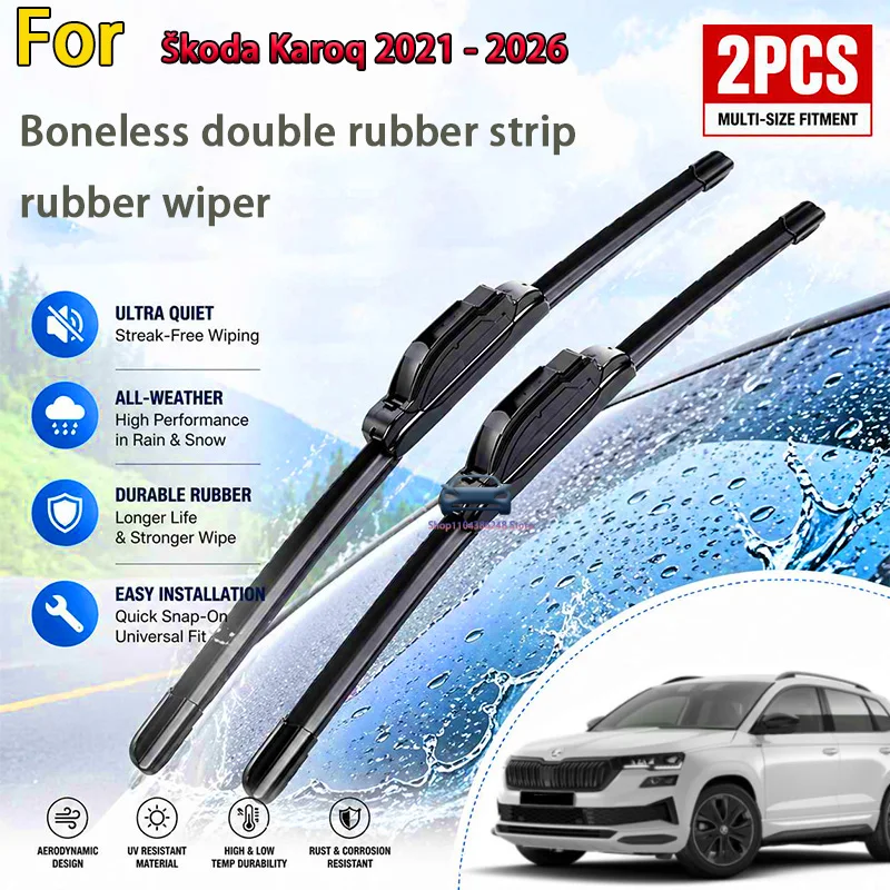 

Front Wiper Blades Set For Skoda Karoq 2021 - 2026 Windshield Windscreen Window Brushes 26"+18" Modification Parts