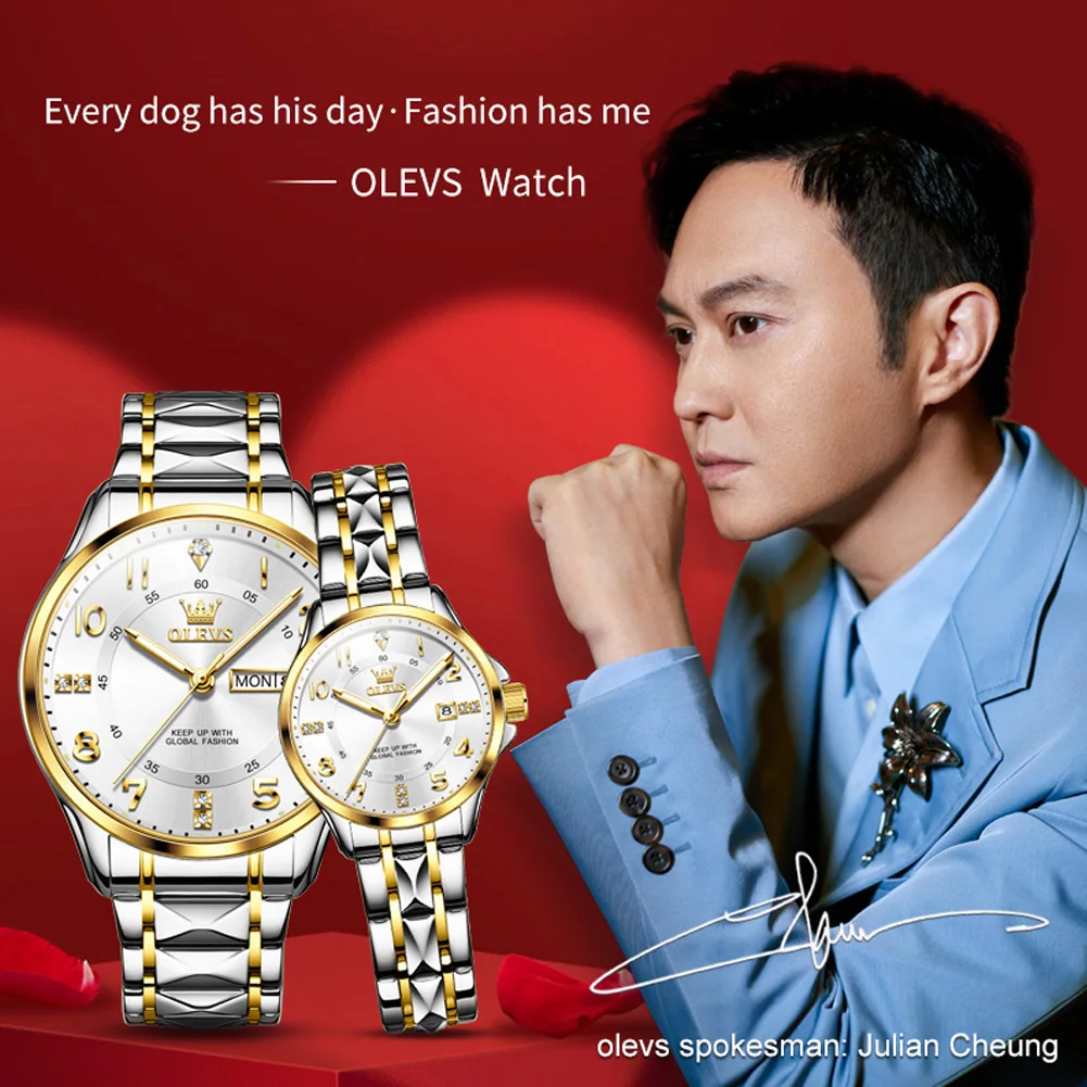 OLEVS 2910 coppia di orologi semplice orologio di moda originale impermeabile luminoso orologio da polso da uomo e da donna doppio Display del calendario