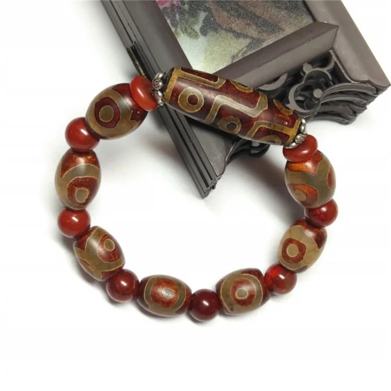 Jewelry Wholesale Men's and Women's Tibetan Buddha Nine-Eye Lezi Sky Beads Agate