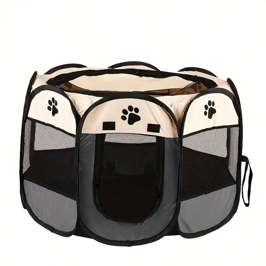 Foldable Octagonal Pet Playpen Thick Reinforced Waterproof Washable Mesh Enclosure Portable Space Saving Exercise Pen Safety Gate For Small Dogs Puppies Cats Kittens Indoor Outdoor Pet Crate - view 6