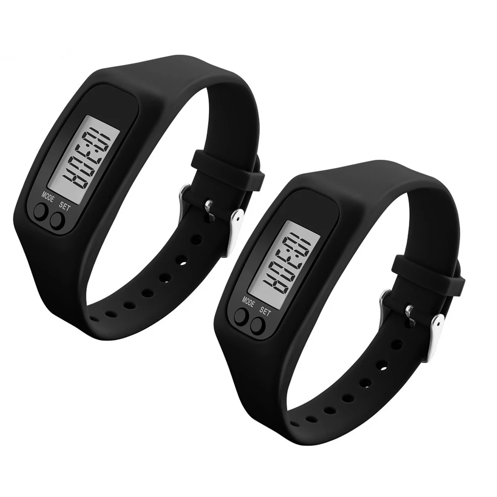 

2pcs Bracelet Waterproof Fitness Tracker Calorie Counter Step Pedometer Wristband Outdoor Workout Equipment For Men