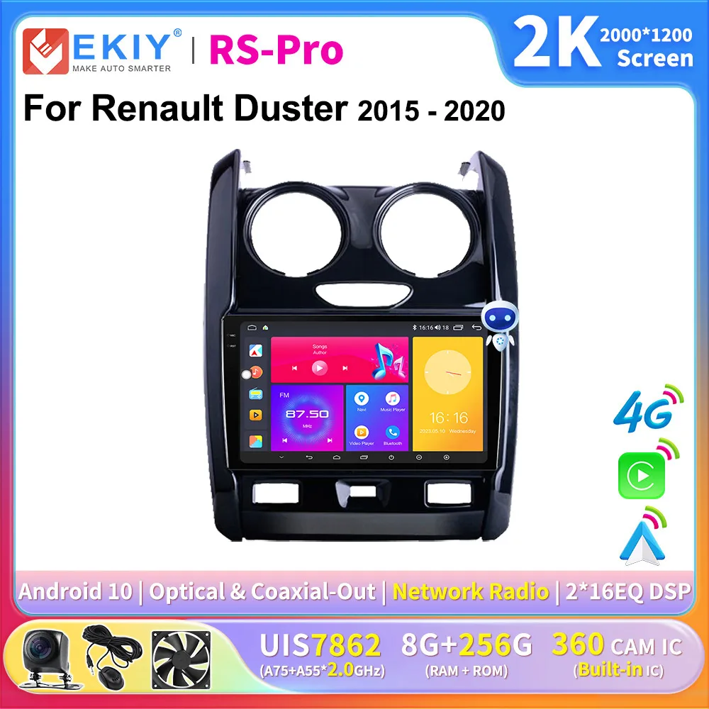 

EKIY 2K Screen 2 Din Android Auto Radio For Renault Duster 2015 - 2020 Multimedia Video Play GPS Stereo Navigation DVD Head Unit