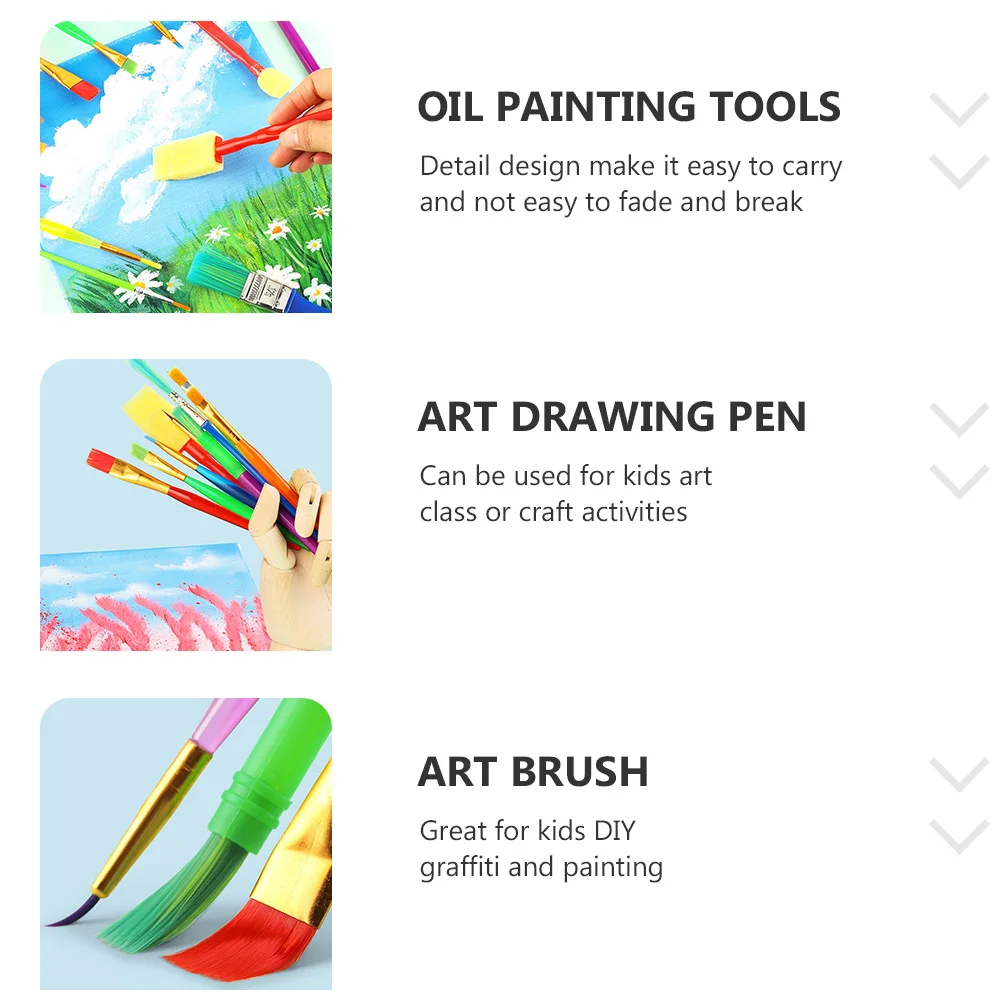 

12 Pcs Paint Brush Painted Sponge Set DIY Painting Oil Kit Watercolor Tools Child