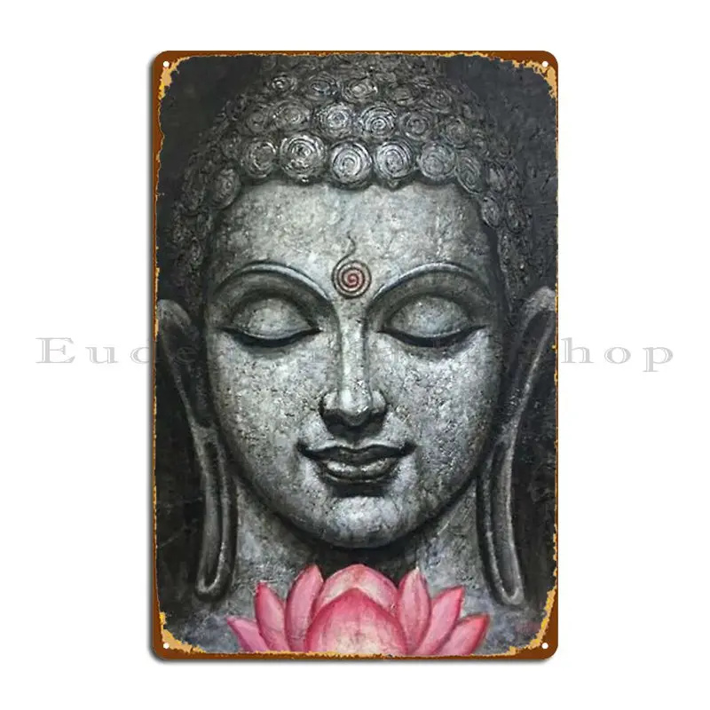 Boudha And The Lotus Flower Metal Sign Wall Decor Rusty Custom Wall Mural Wall Decor Tin Sign Poster