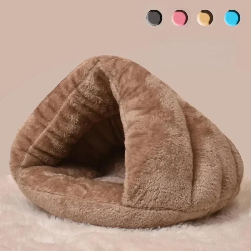 Triangle Pet Dog Kennel Mat Winter Warm Plush Cat Bed House Thickened Sleeping Bag for Small Dogs Cats Pets Supplies Accessories