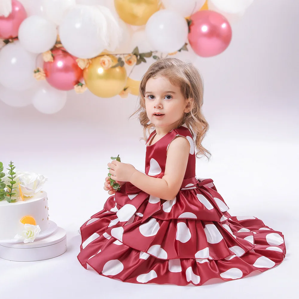 Baby Girl Princess  Polka Dots Dress Tutu Ball Gown Kids Wedding Birthday  Party Kids Girls Halloween Costume Christmas Dresses