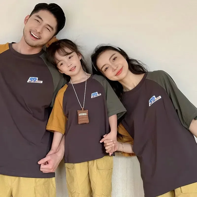 

Family Matching Tee Shirt Parent-child Same Cotton Short Sleeve T Shirts Father Mother and Son Daughter Baby Summer Tops Clothes