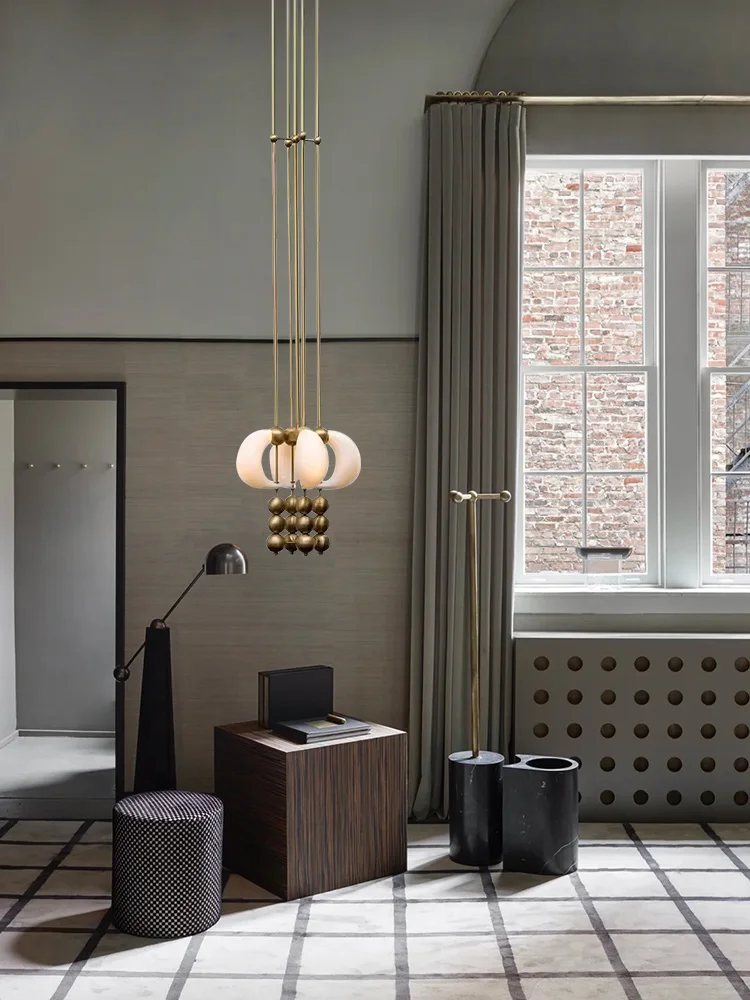 

Italy Led Dimmable 2025 New Retro Design White Glass Ceiling Pendant Lights Lustre Vintage Bronze Home-applicant For Living Room