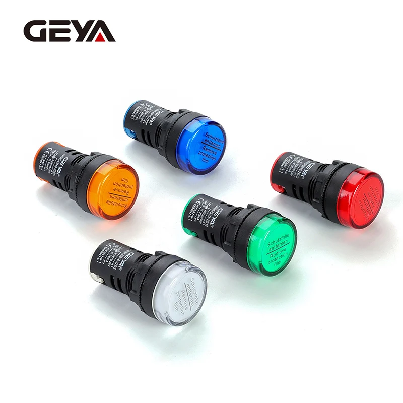 GEYA 22MM ED16-22DS LED مصباح إشارة الطاقة - تيار متردد متعدد الجهد 24 فولت/220 فولت/380 فولت لون خالص