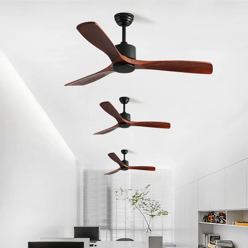 Modern Vintage Wooden Ceiling Fan Without Lights Loft Wood Ceiling Fans with Remote Control Decorative Home fan DC 220v