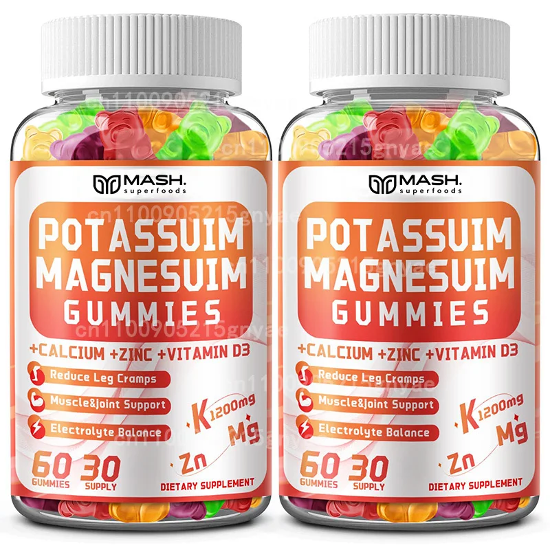 1000mg Potassium Citrate, Supports Leg Spasms and Muscles, 60 Gummies with Orange Flavor