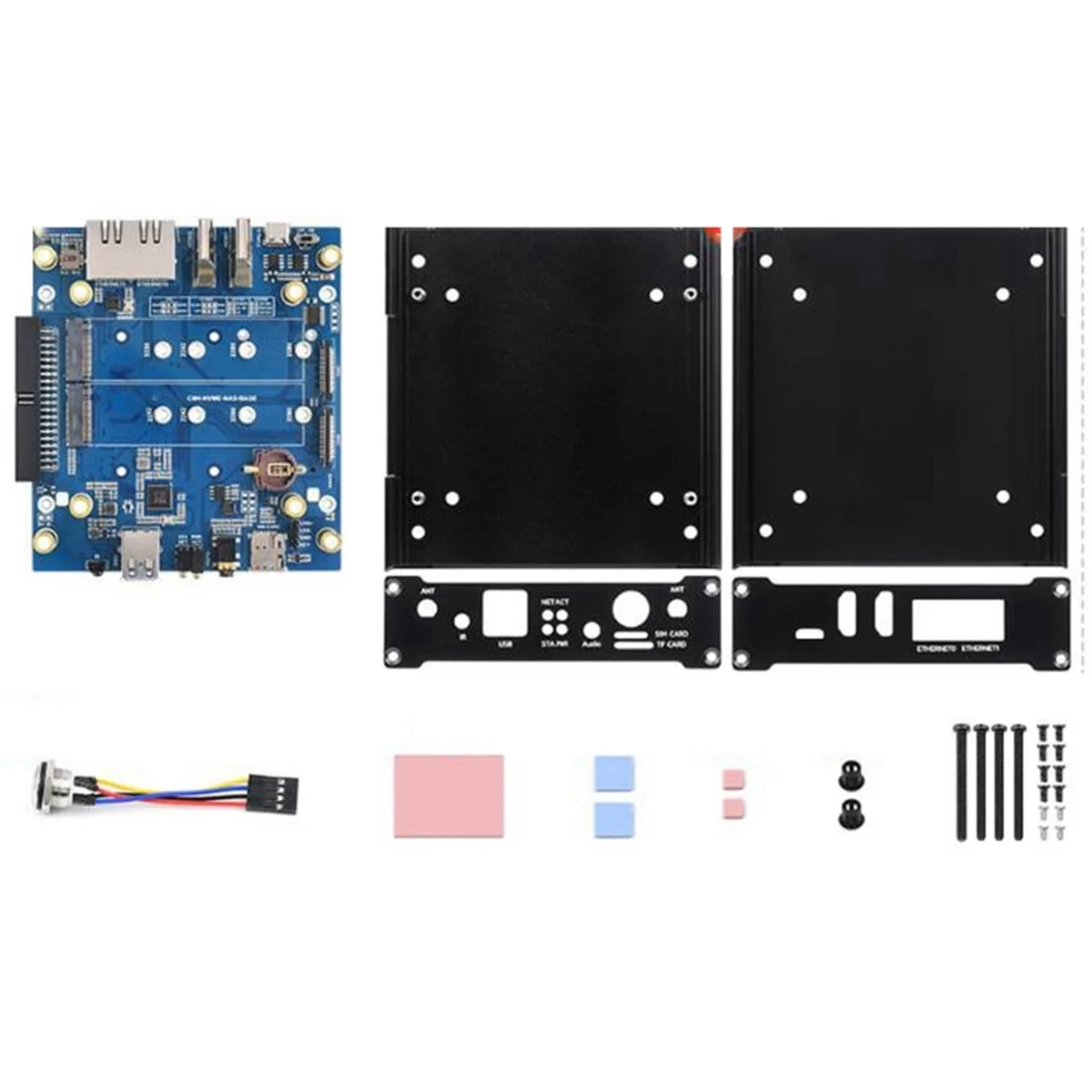 For Raspberry Pi CM4 Multi-Function Host Network Storage Dual-Way Solid State Drive Slot Shell Gigabit Network Port