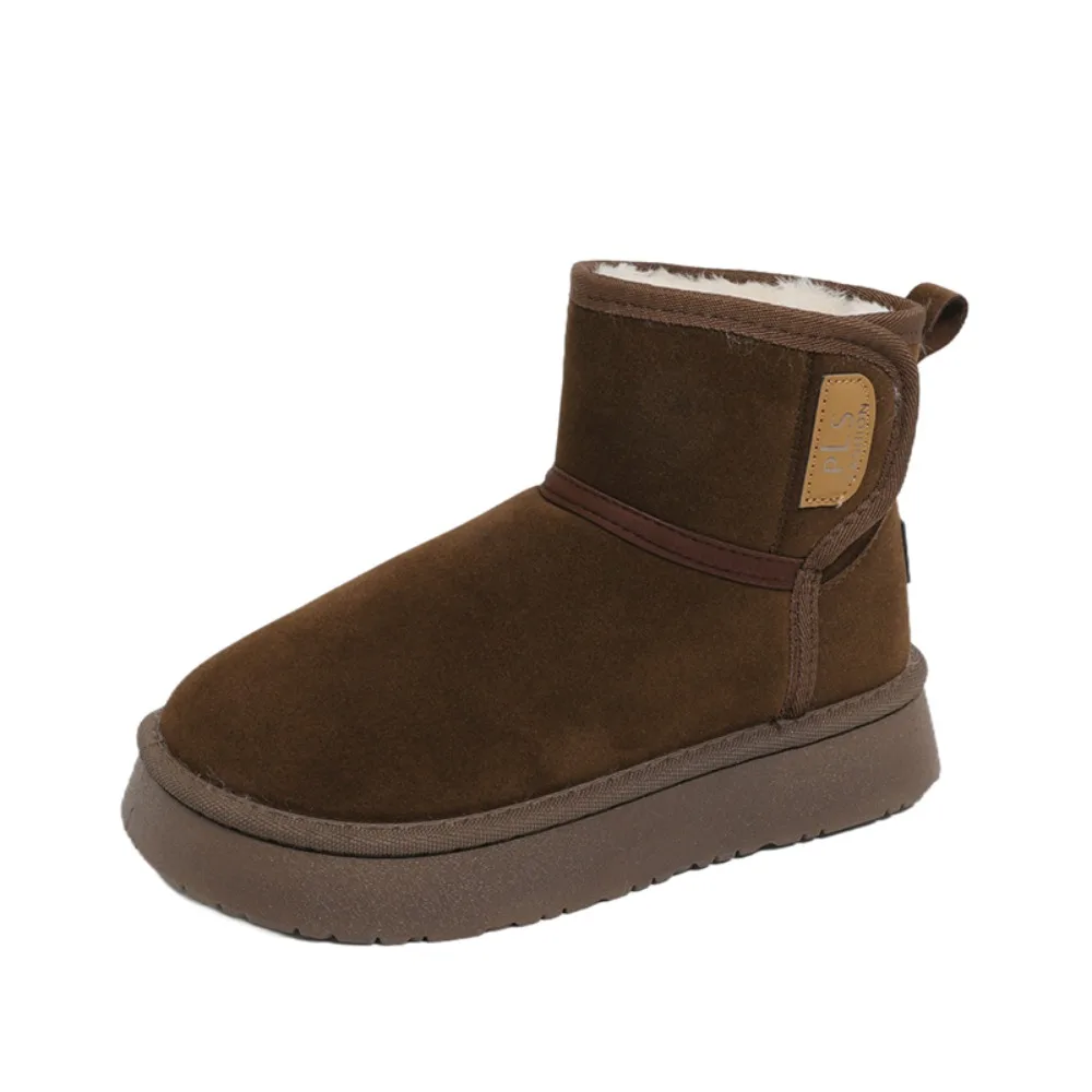 

Thick Plush Platform Snow Boots Women Winter Keep Warm Fur Cotton Shoes Woman Faux Suede Slip-On Ankle Botas Padded Shoes