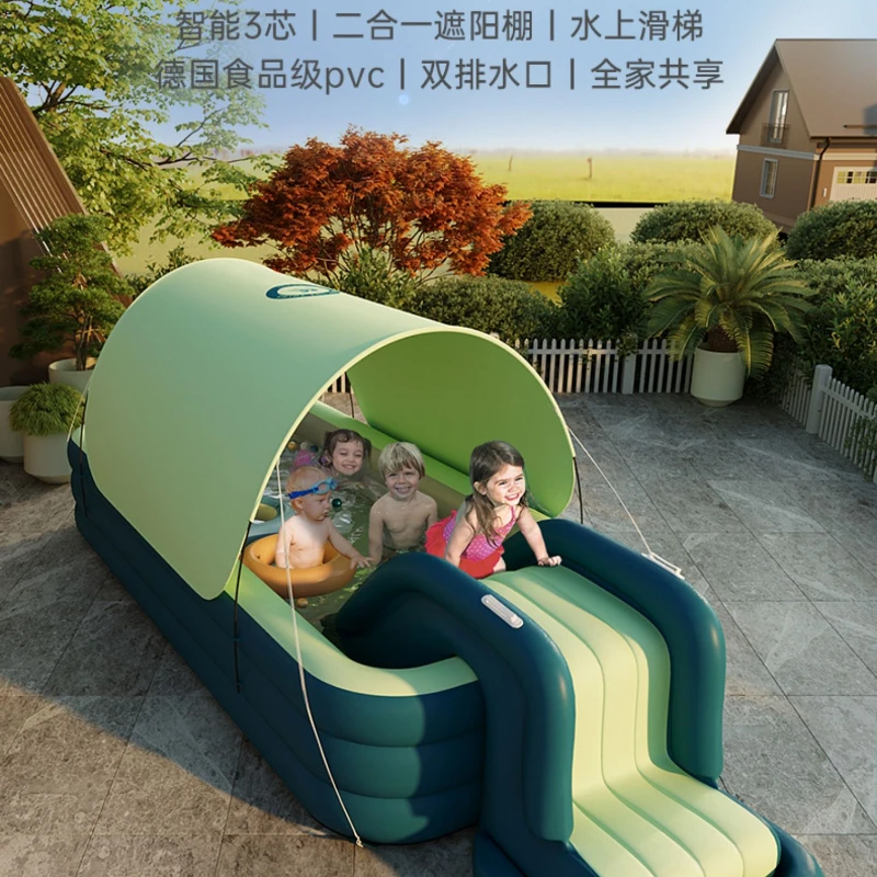 Inflatable swimming pool Household Foldable Children's Swimming Family Adult Children's Pool Large Slide Pool