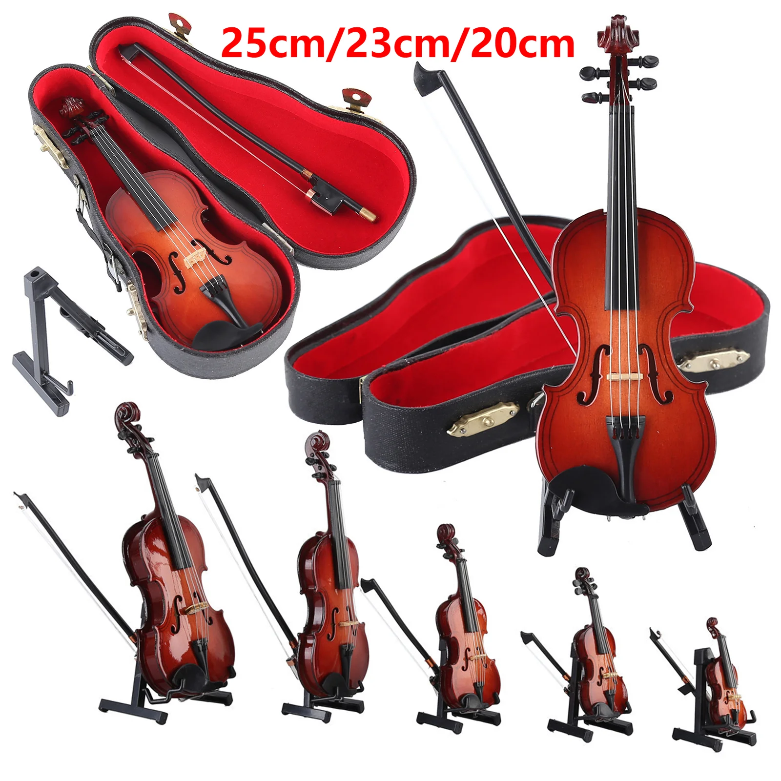 Handmade Violin Model Multi-Purpose Creative Keychain Charm Violin Wooden Small Musical Violin Ornaments Dollhouse Accessory