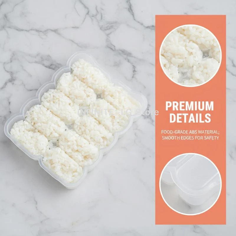 10 Grids Rice Ball Mold With Rice Spoon Sushi Non-stick Pressure Storage Box Lunch Tool DIY Home Kitchen Clear Onigiri Molds