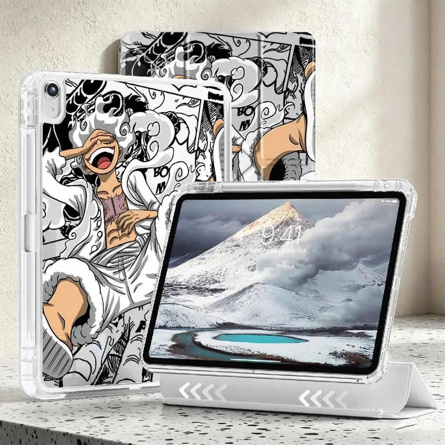 Чехол для планшета One Piece Luffy Zoro с отсеком для стилуса для iPad 10-го поколения, 9-го поколения, Air 8, M2, M3, 3 Pro 13, 2025, 2026, 12-го, 11-го поколений, Mini 7, 6, 5