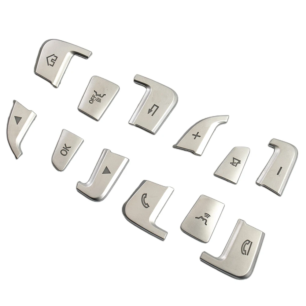 Per Mercedes Volante Pulsante Trim 12 pezzi per GLC Classe C W205 2015 2018 Elegante Finitura Argento Facile Installazione