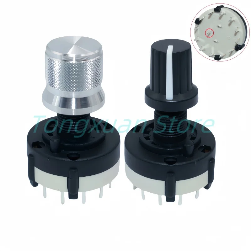 

5 шт. RS26, 1 полюс, 12 позиций, выбираемый диапазон, поворотный переключатель каналов, длина ручки 20 мм, сливовый вал, ручка переключателя Ratory