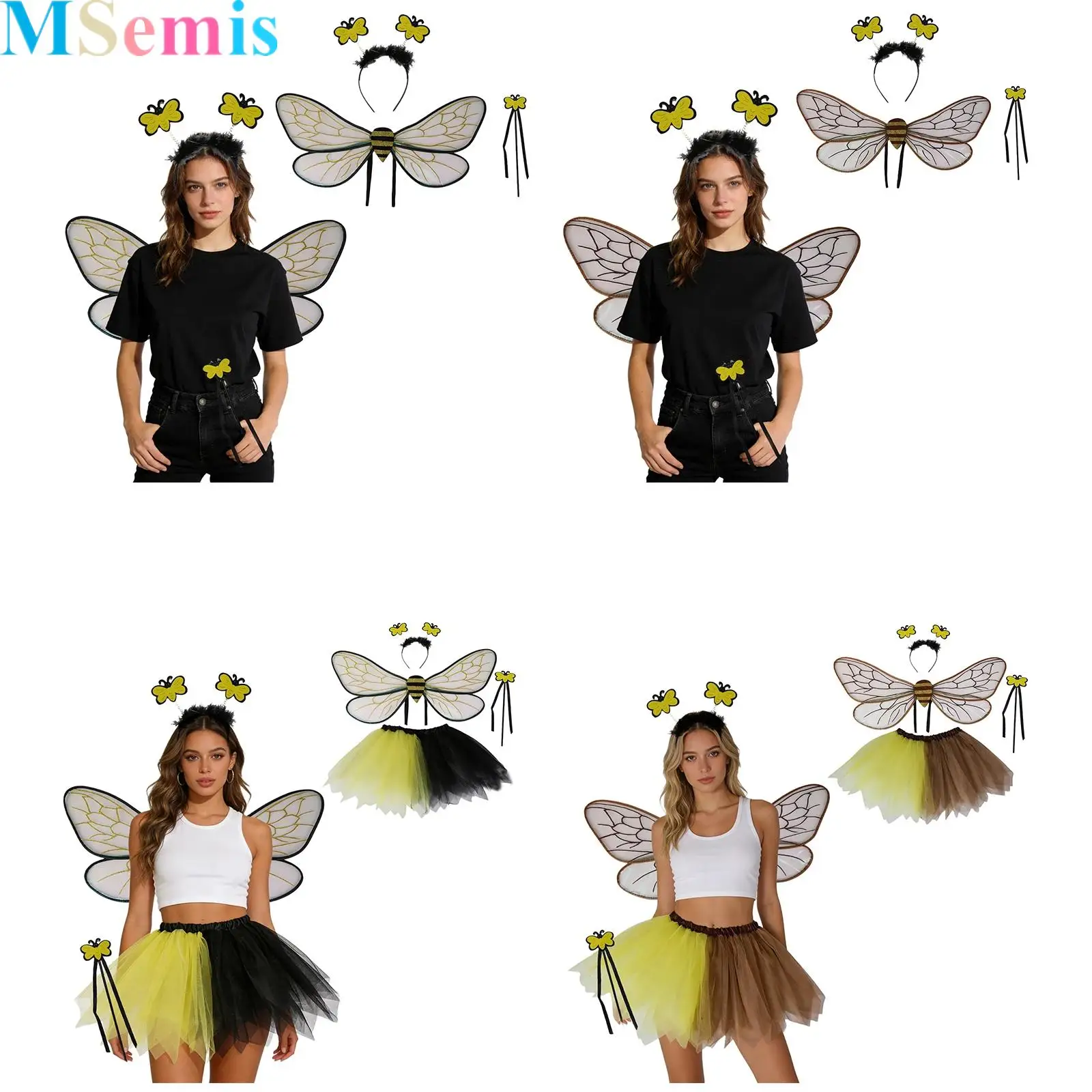 

Kids And Adults Bee Wings Antenna Headband Etc Costume Accessories for Halloween Festivals, Concerts Cosplay Themed Events