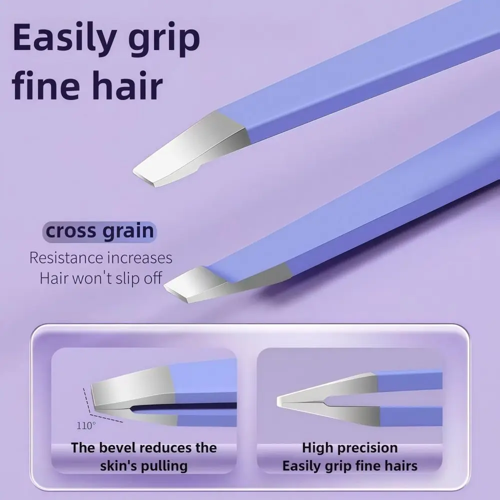 4-teiliges Edelstahl-Pinzetten-Set mit Schrägspitze und Aufbewahrungstasche, Bartpinzette mit Spitzer Spitze, Wimpernpinzette