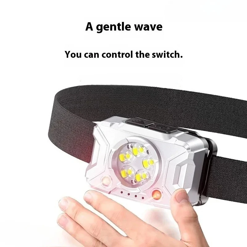 SMILING SHARK Rechargeable Headlamp 3‑Level Adjustable Brightness Portable Headlight for Fishing Outdoor Lighting TD‑0195