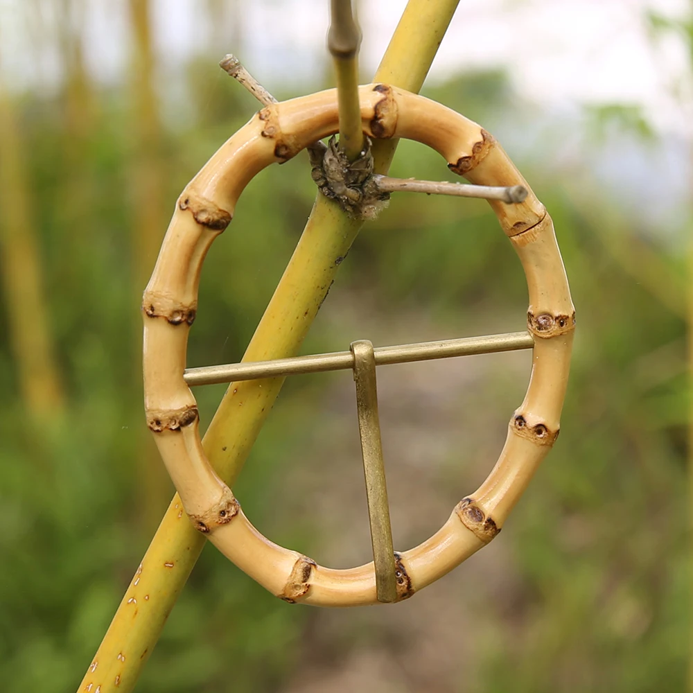 Accesorios de moda para ropa, accesorios geométricos de forma ovalada, hebilla de cinturón de Pin de aguja de raíz de bambú Natural única hecha a