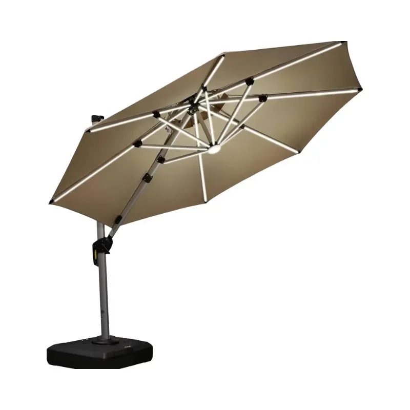 Modern Design Solar Light Emitting Diode Umbrella for Garden Pool Yard Heavy Duty Waterproof Base