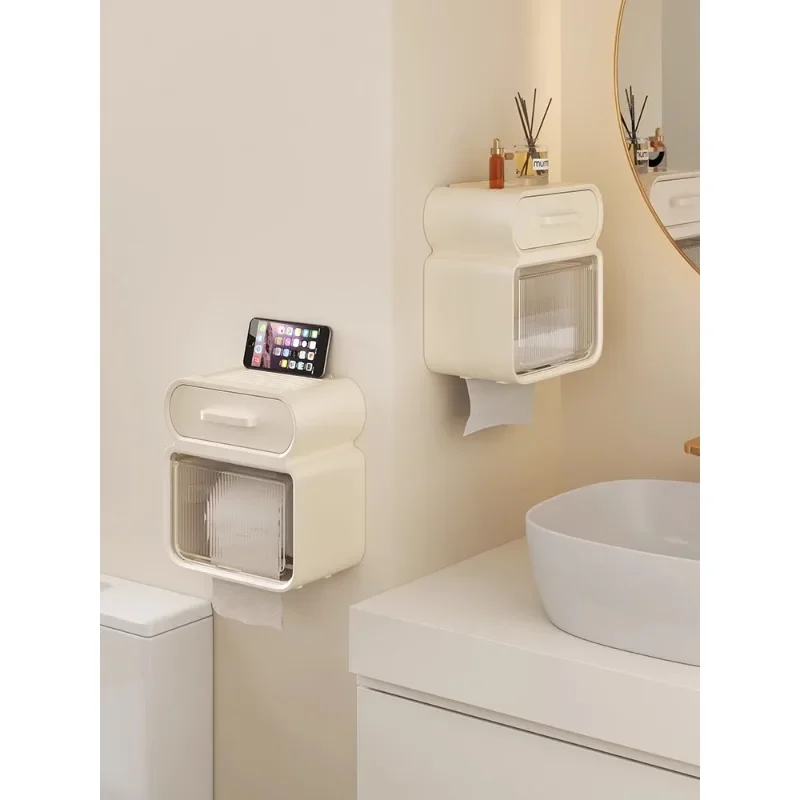 Toilet   box wall mounted non perforated waterproof bathroom  tissue box  roll  toilet paper storage