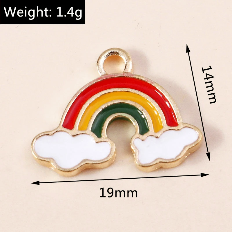 Leslie 10 Stück/Set Bunte Emaille-Regenbogen-Anhänger für Schmuckherstellung, Modische Regenbogen-Ohrringe, Halskette, DIY-Bastelzubehör – Detail 13