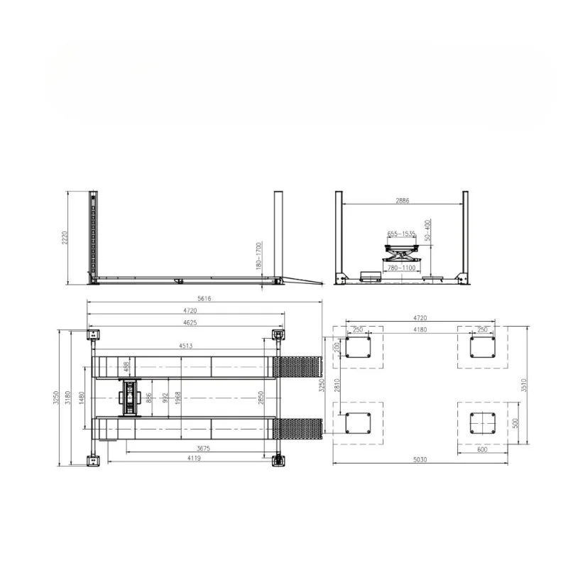 440 four-column lift Automotive 3D four-wheel alignment equipment Full set of four-wheel positioning lifts