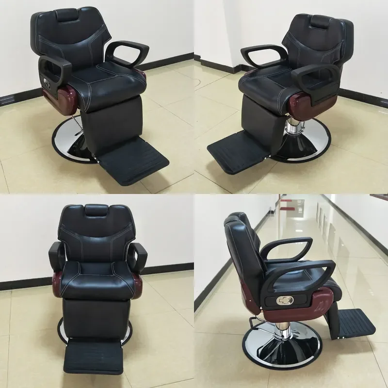 Retro Barber Chair for Hair Salon Reclining Shampoo Perm Dyeing Seat Vintage Styling Furniture for Barbershop