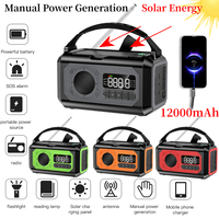 12000mAh Emergency Weather Radio with 2 Solar Panels Solar Hand Crank Reading Lamp Power Bank SOS Alarm for Camping Hiking Tents