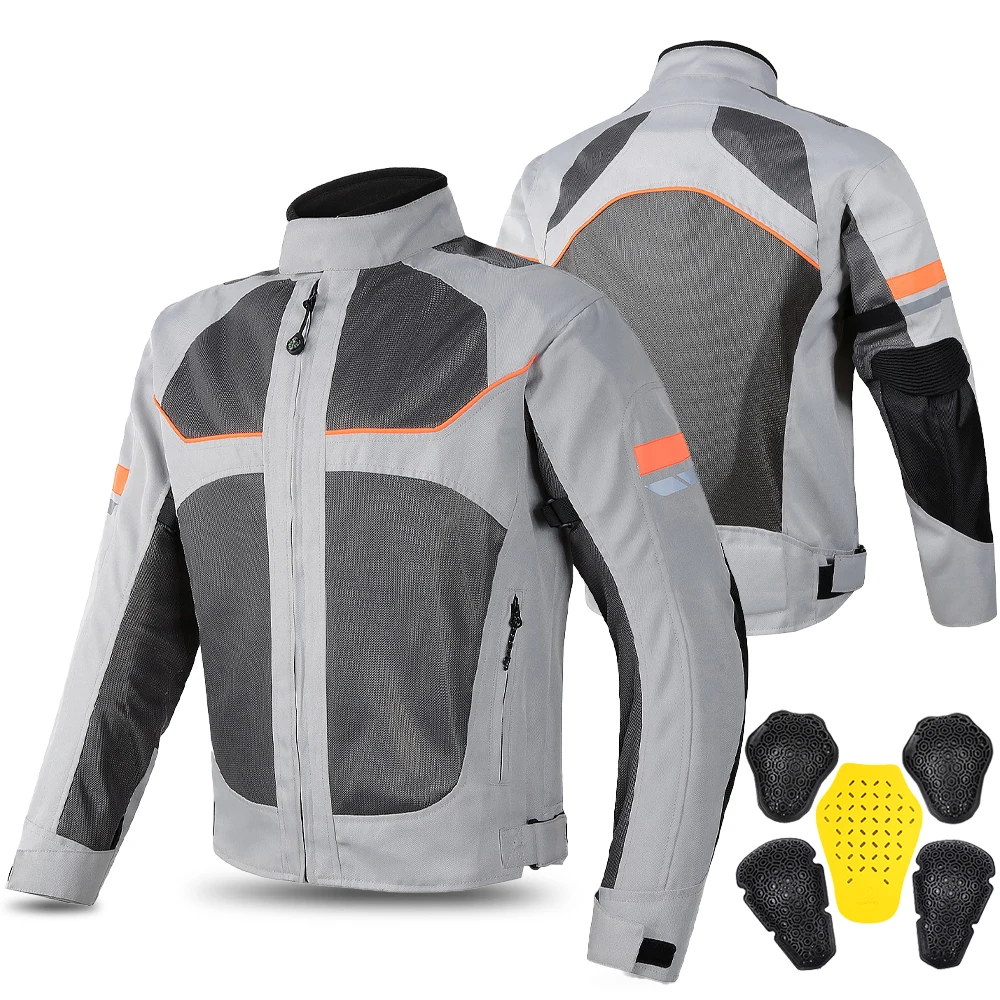 Summer Unisex Motorcycle Jacket Mesh Breathable Motocroos Riding Jacket With Detachable CE Pads Motorbike Jacket Wear-resistant