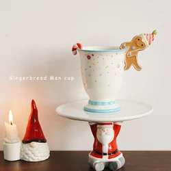 Christmas Day Cup, hand-painted gingerbread man, ceramic shaped water cup, spoon for girls, ins style coffee cup