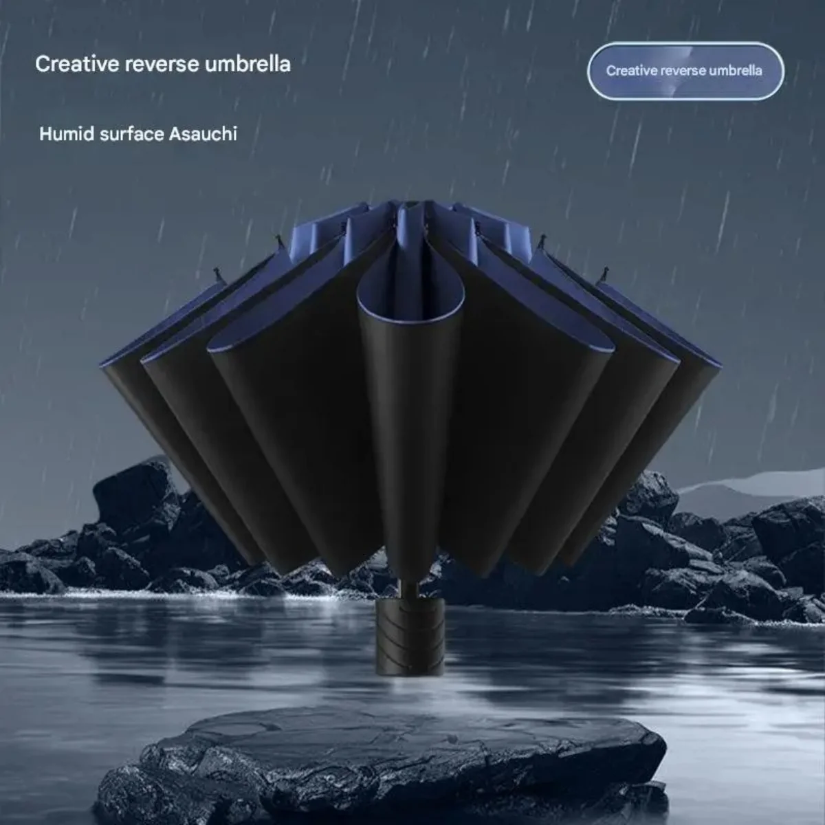 Windproof Strong 130CM Large 10 Bone 3 Folding Reverse Umbrella for Men Safety Reflective Stripe Rain and Sunshade Big Umbrellas