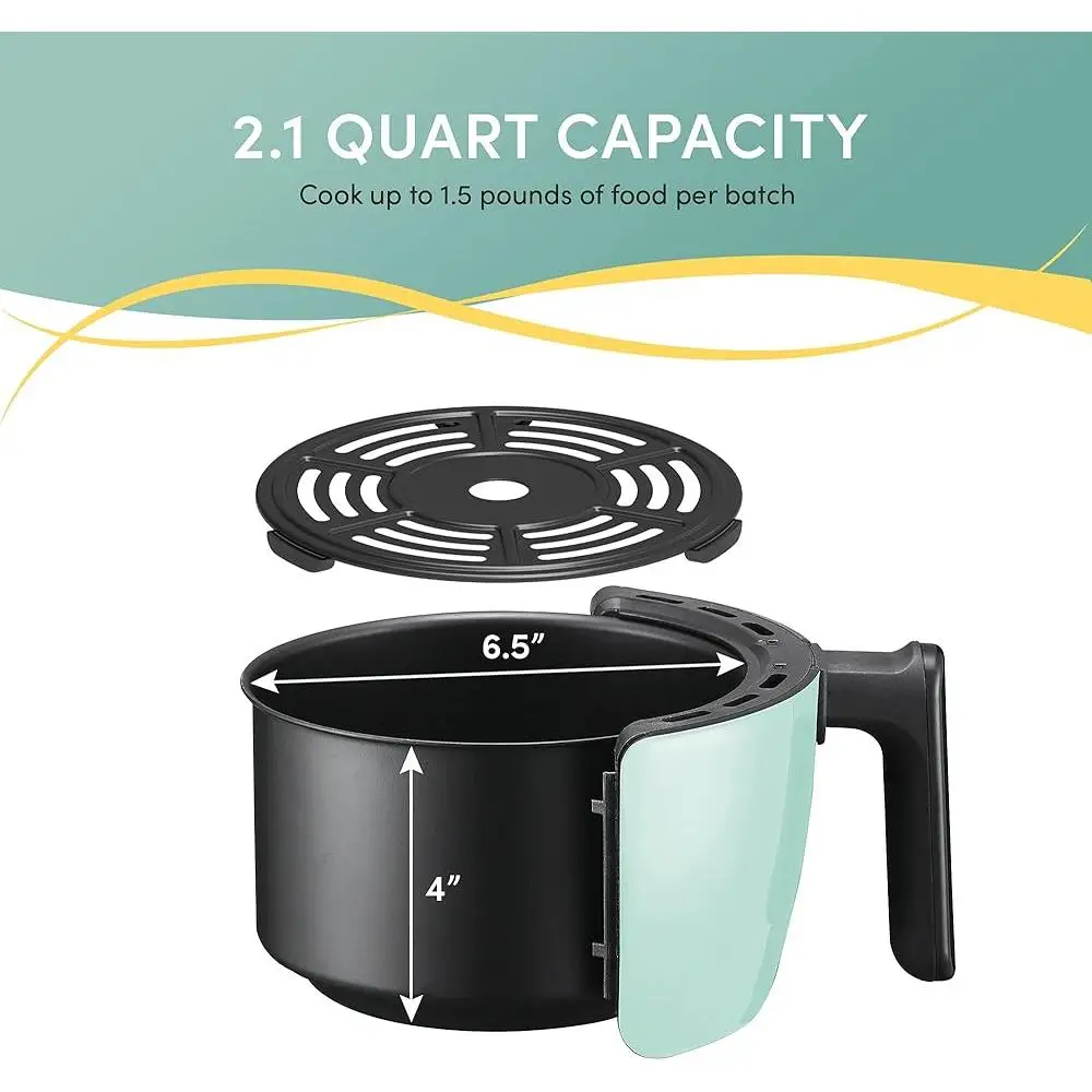 Freidora eléctrica compacta de aire caliente, cocina saludable sin aceite, temporizador ajustable, temperatura, cocina antiadherente, ahorro de espacio, uso Personal