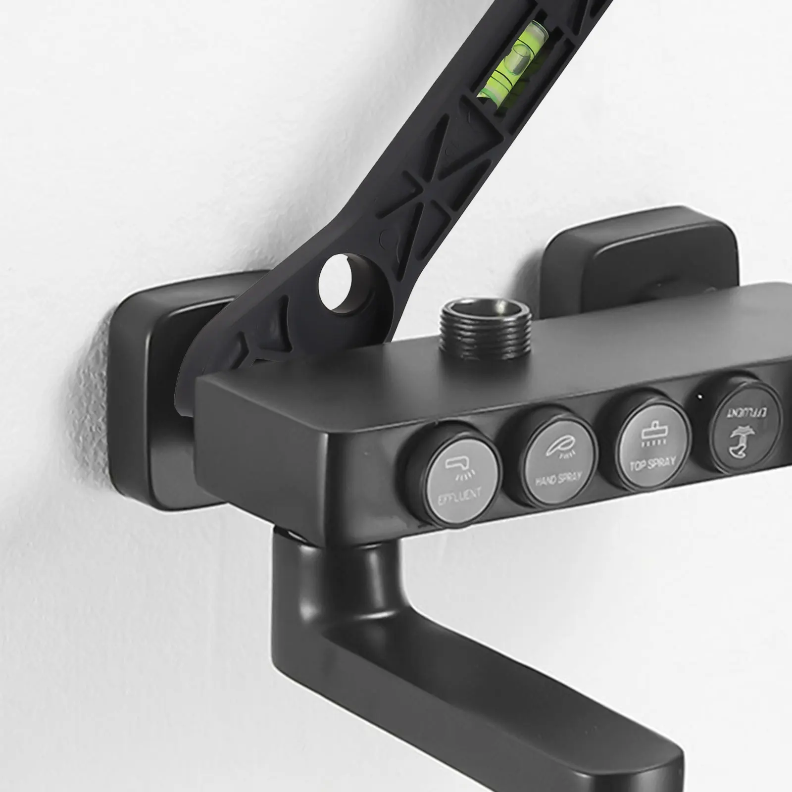 浴室ガジェットシャワーレンチ 1pc 黒修理用浴室水準器手動ツールプラスチックポータブル