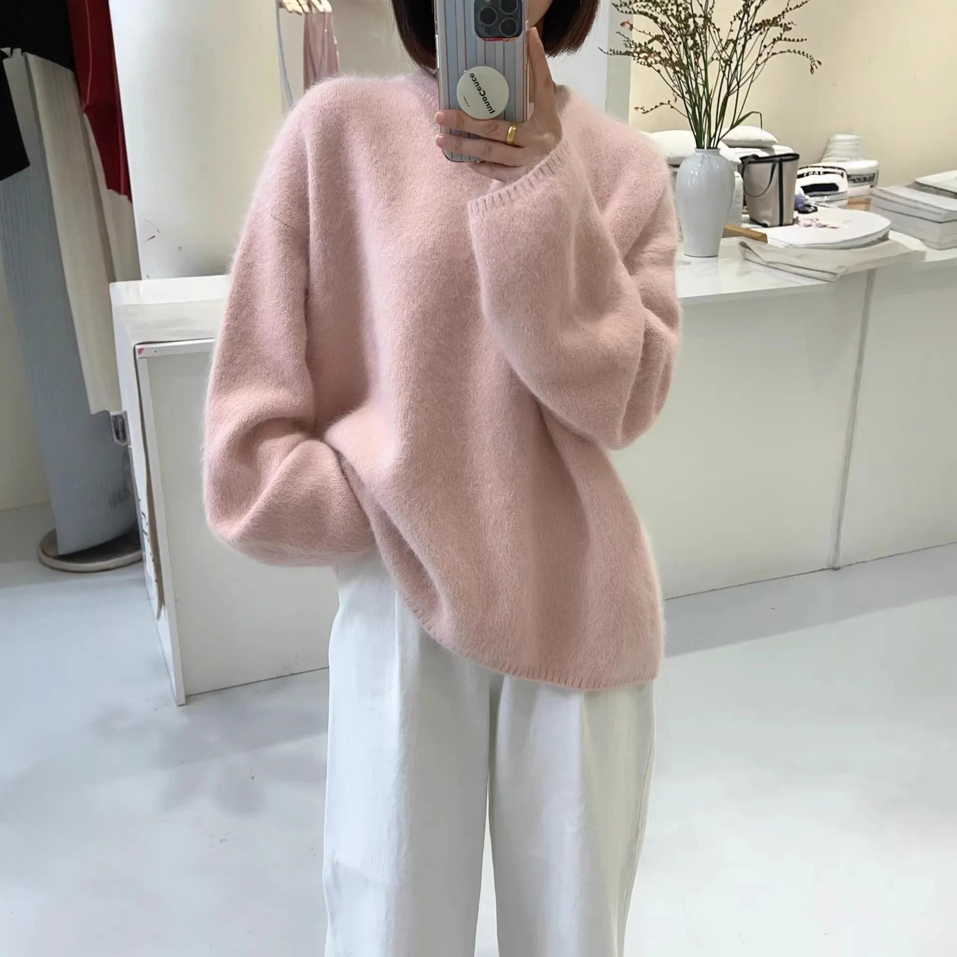 Pullover Sweater Women Wear Loose Lazy Furry Knitted Top in Autumn and Winter