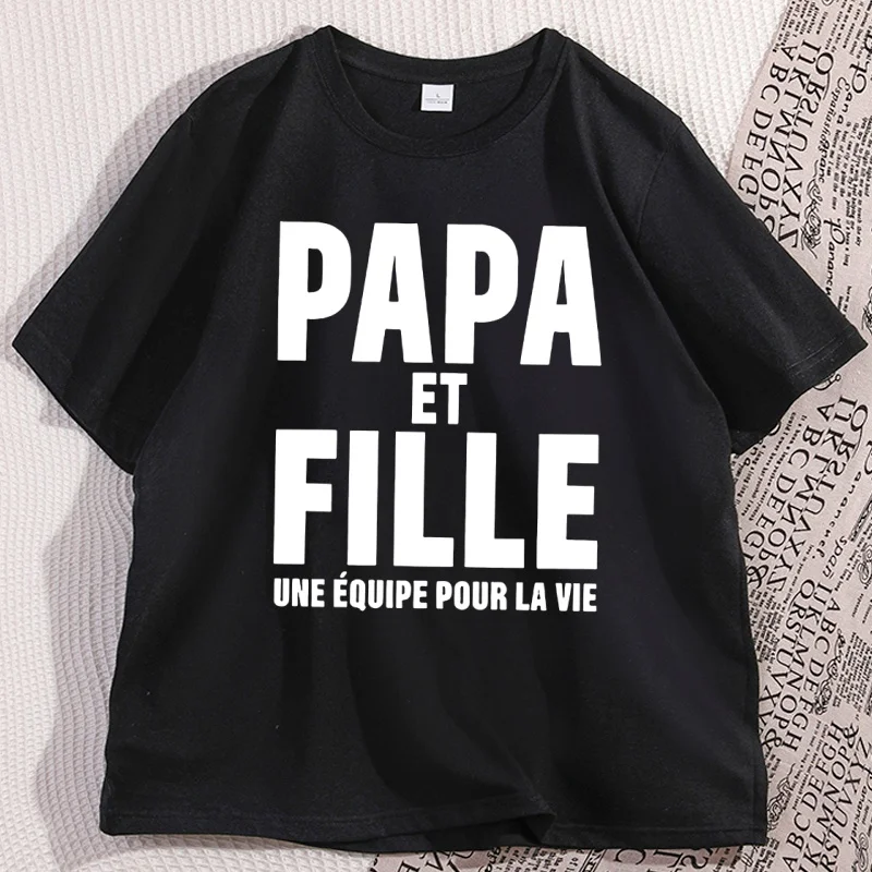 

Men's Graphic T Shirt Papa French Text T-shirt Man Cotton Short Sleeve Loose Graphic Tee Streetwear Father's Day Clothes