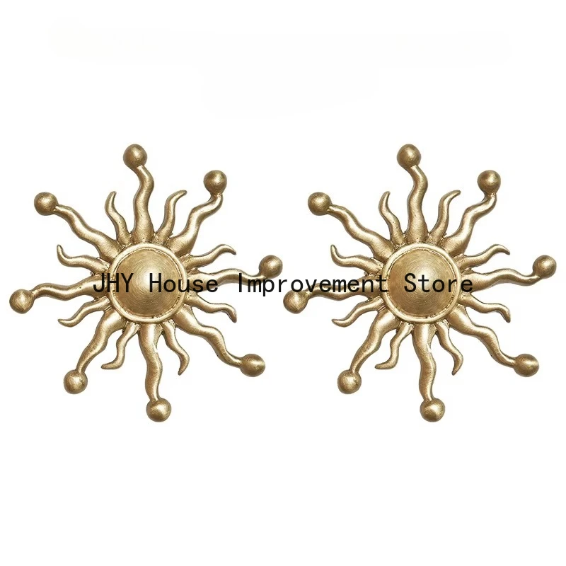 Brass Sun Shaped Knob European Style Light Luxury Art Cabinet Handle Creative Drawer Knob Personalized Shoe Cabinet Knob