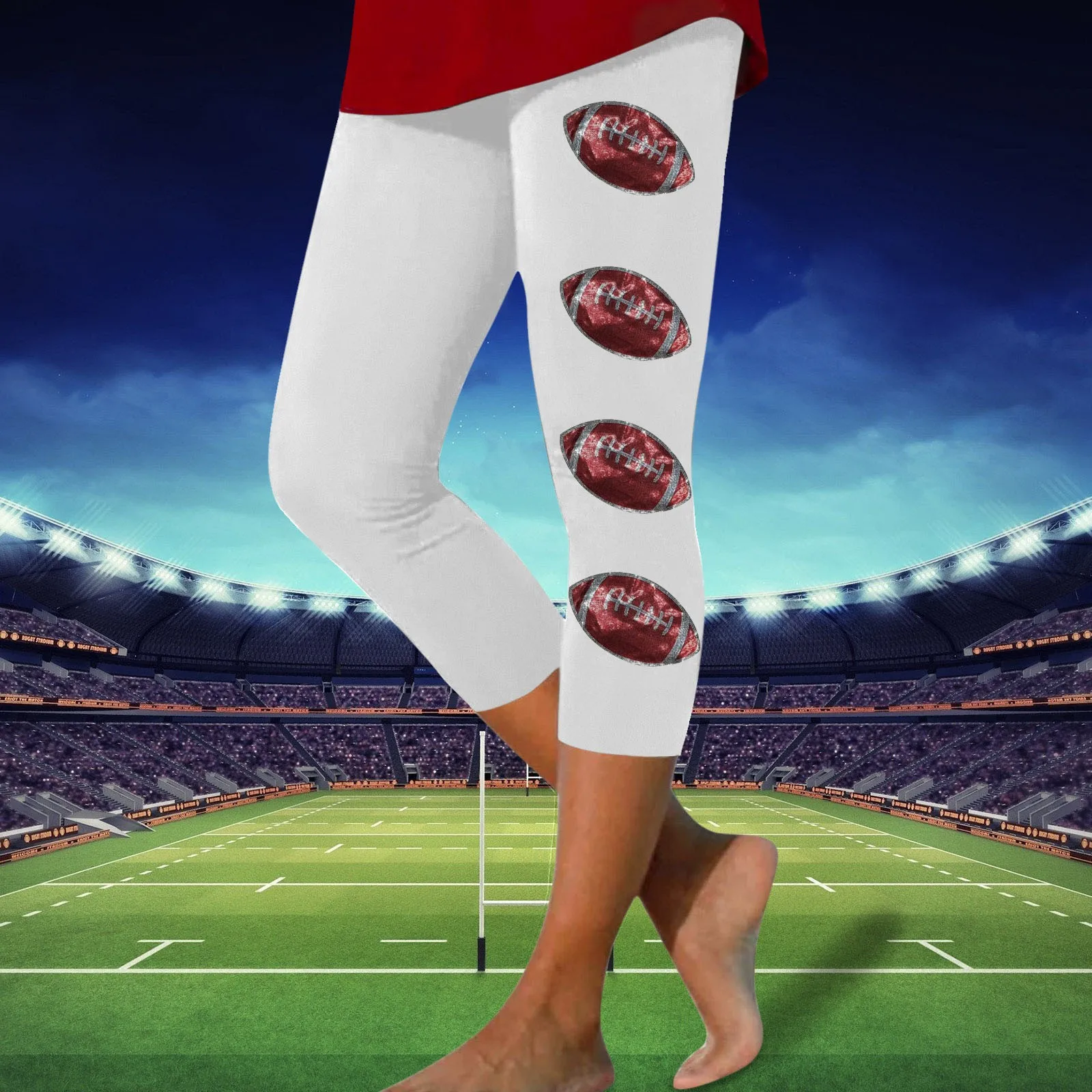 Leggings estampados de beisebol feminino, calças fitness apertadas, moda esportiva casual