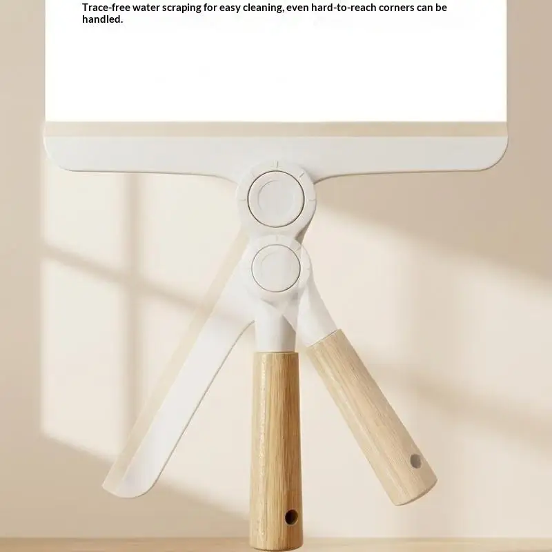Wood Handle Window Squeegee Soft Silicone Blade Non Scratch Glass Wiper Cleaning Scraper