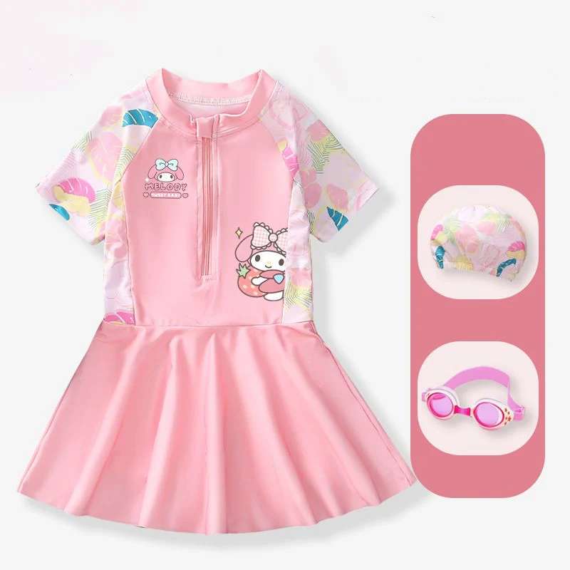 

Kawaii Sanrio My Melody Cinnamoroll летний женский купальник, сиамский купальник, юбка, стильная быстросохнущая аниме фигурка, праздничный подарок