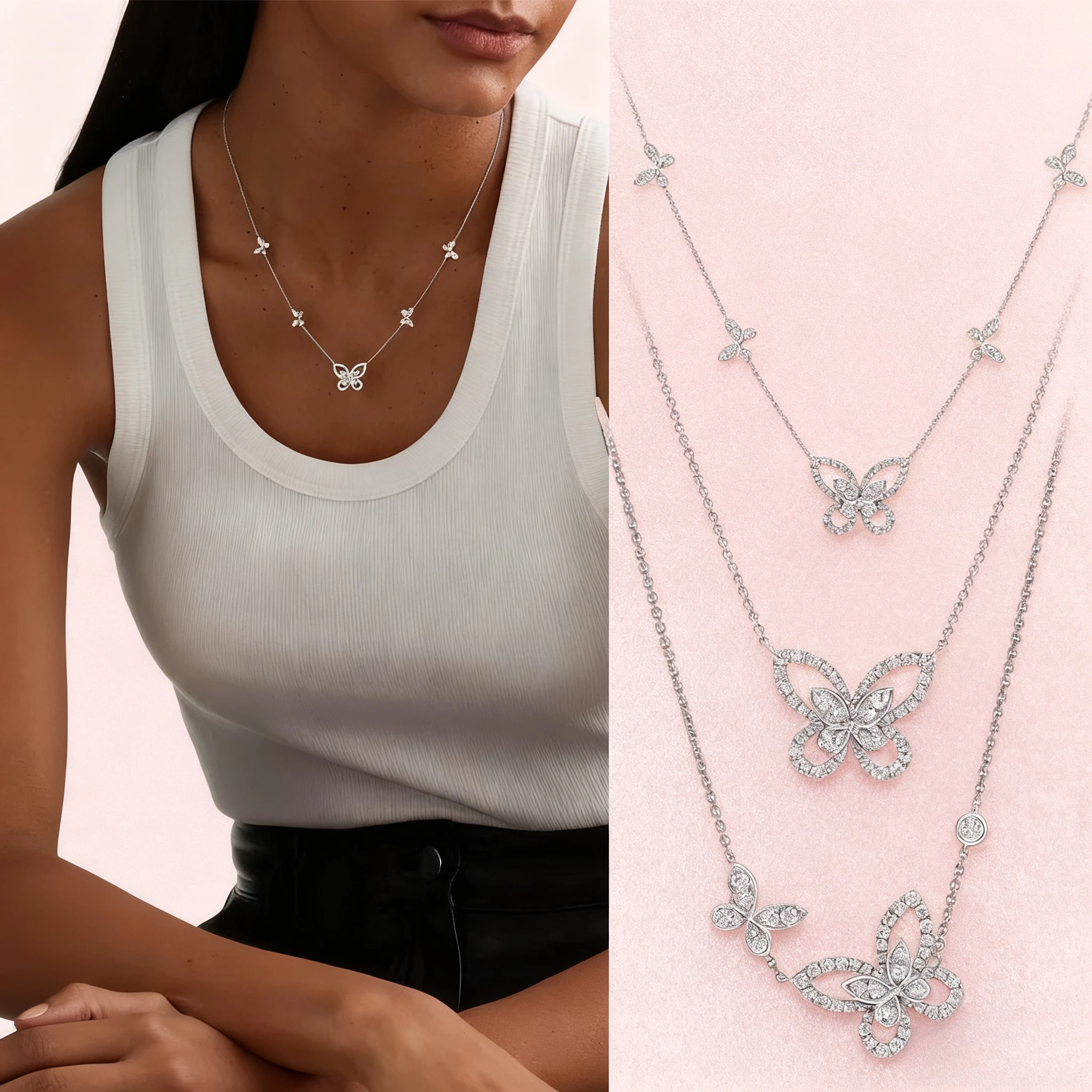 

2025 Trendy Jewelry 2025 New Diamond - set Butterfly Phantom Necklace, Classic & Fashionable, Ideal Gift
