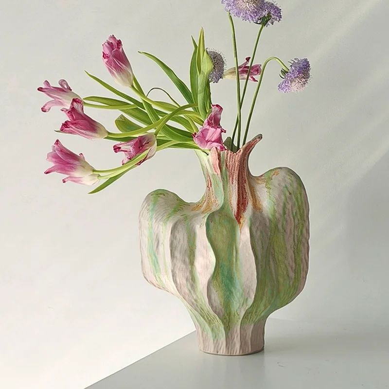 Abstract Handmade Ceramic Vase Flower Arrangement Decoration Home Room Table Furnishing Crafts Study Office Desk Accessories Art