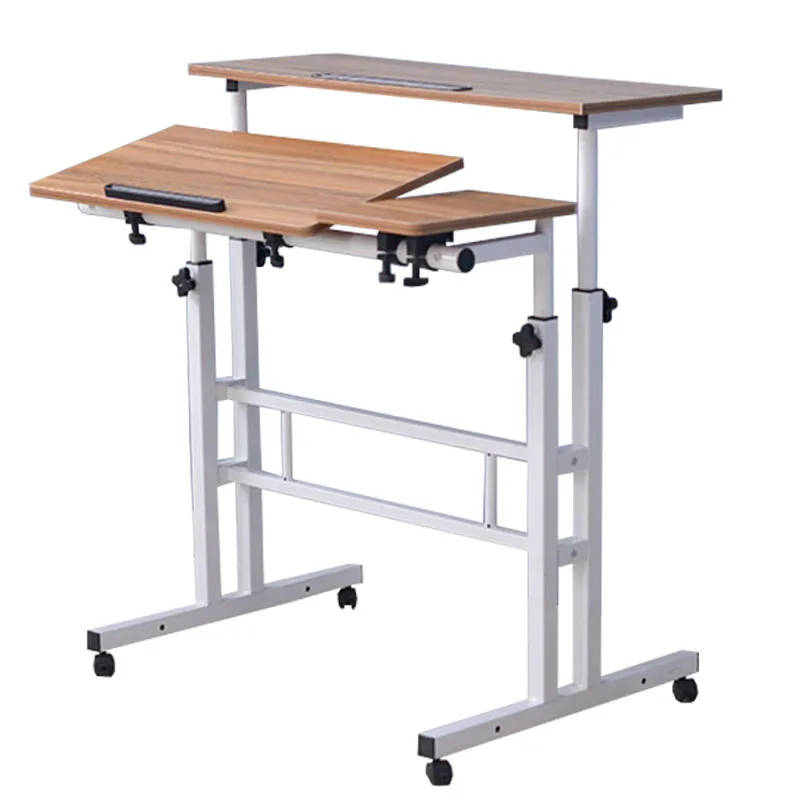 Height Adjus  Lifting Standing Computer Desk Movable Working   with Keyboard Tray for Home Office Laptop Working