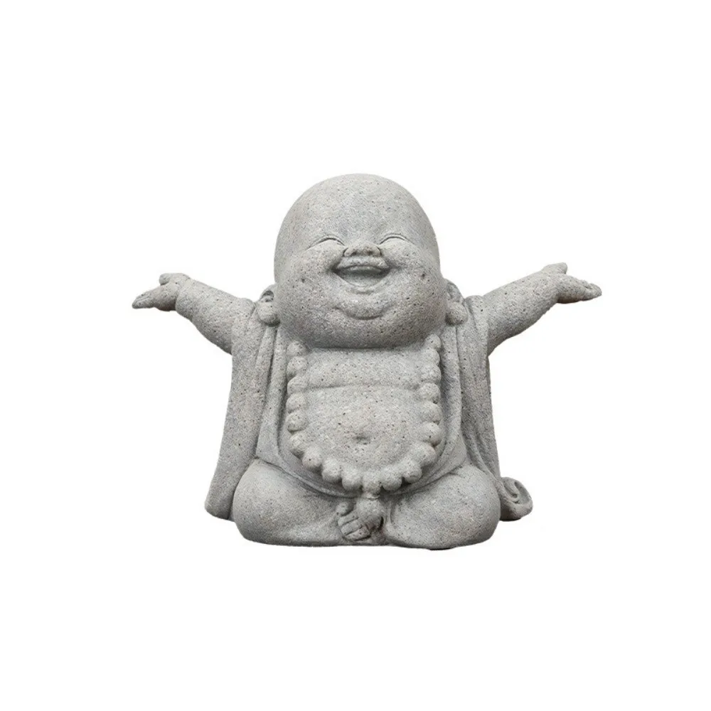 

Chinese Style Fat Smiling Buddha Ornament Cartoon Hand Carved Buddha Sculpture Buddha Statue Green Sandstone
