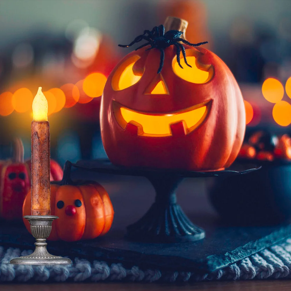 Luces de Halloween Vintage, velas eléctricas con pilas de Navidad, Lámpara decorativa LED de Pp, 2 piezas